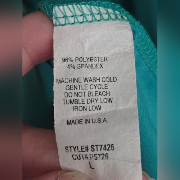 Hailey & Co Ruffle Cold Shoulder Teal Top Blouse, Size Large - Picture 4 of 4